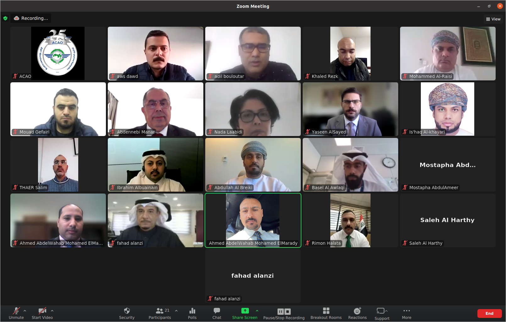 انعقاد الاجتماع الثاني لمجموعة العمل الخاصة بالأمن السيبراني لدى المنظمة العربية للطيران المدني عبر المناظرة المرئية