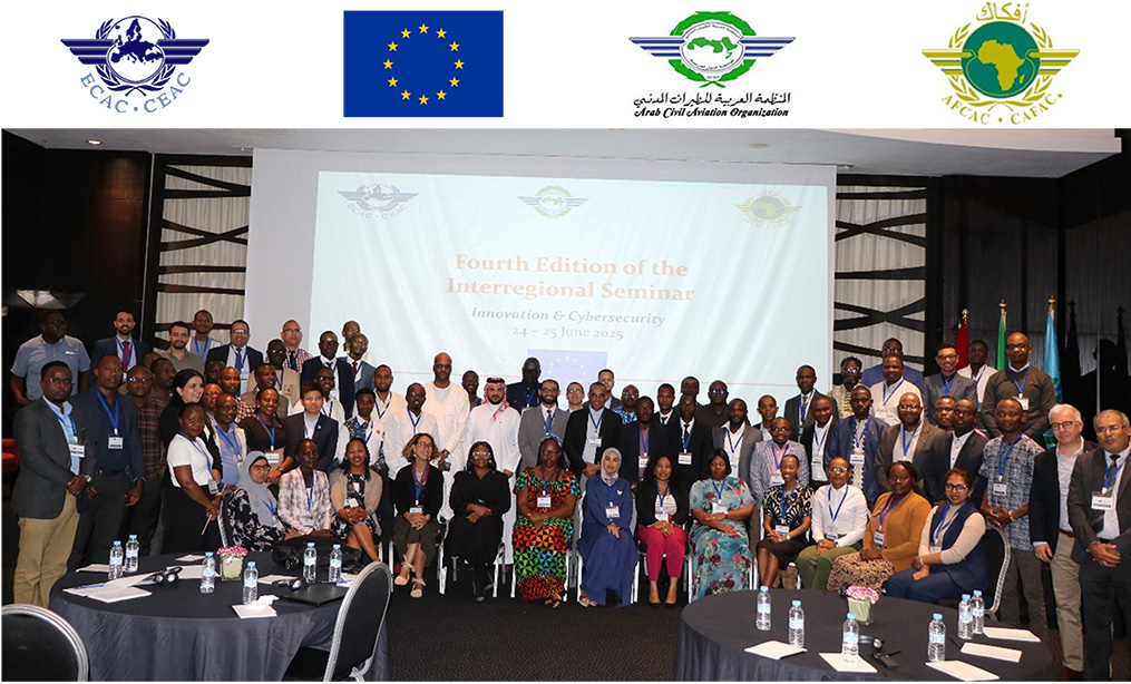 النسخة الرابعة للندوة الإقليمية لمشتركة بين المنظمة العربية للطيران المدني والمؤتمر الأوروبي للطيران المدني واللجنة الافريقية للطيران المدني حول "الابتكار والأمن السيبراني"